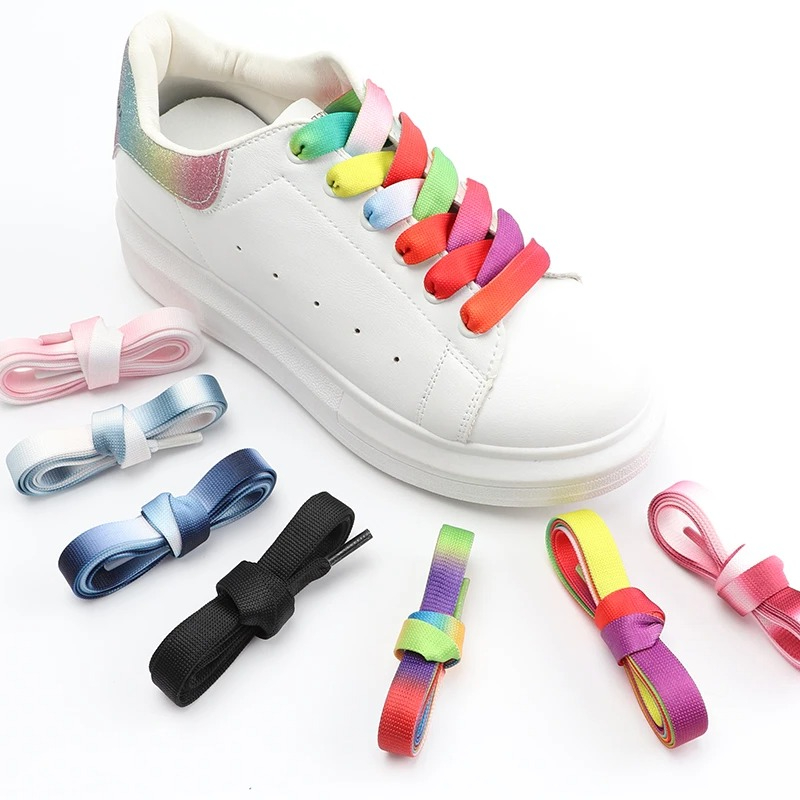 Women Shoes Mk - Cordones planos con gradiente de arcoíris,