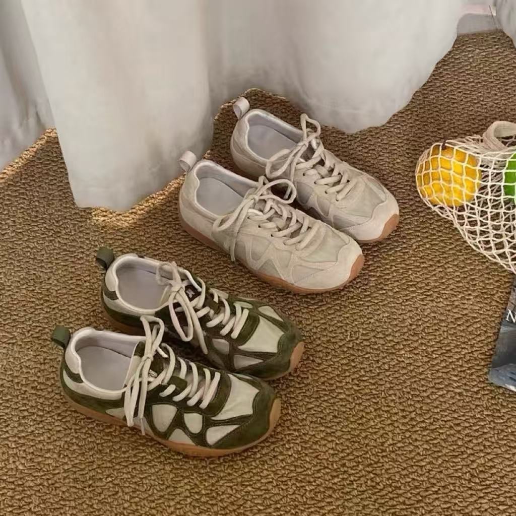 Women Shoes Sneakers - Zapatillas deportivas vintage con cordones y