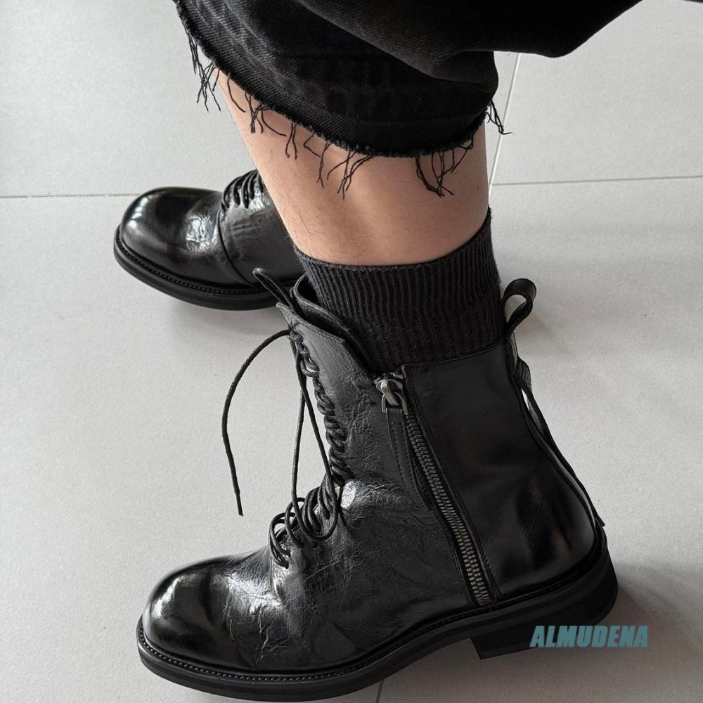 Block Heel Ankle Boots - Botas de Tobillo Altas para Hombre,