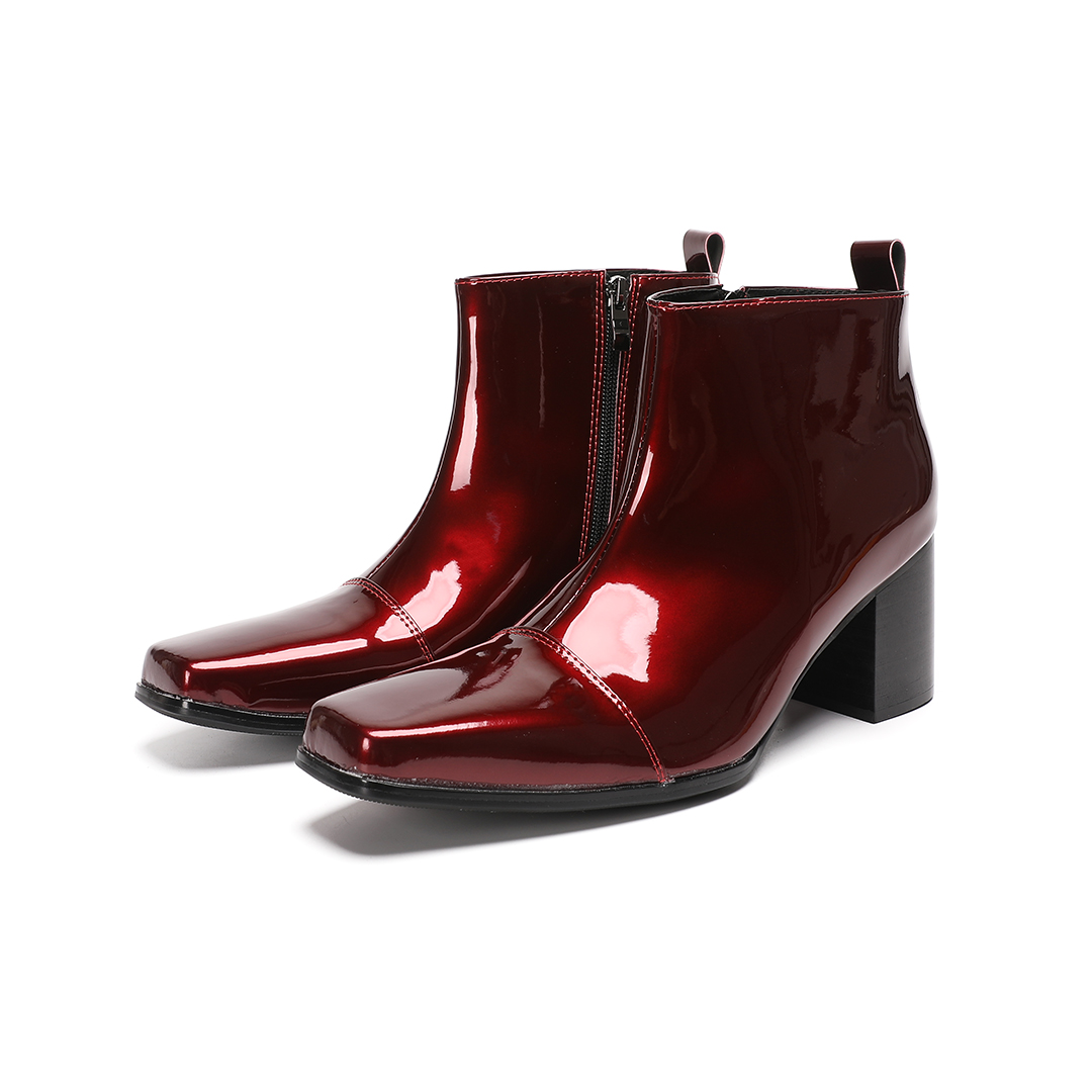 Block Heel Ankle Boots - Botas de tacón alto de cuero
