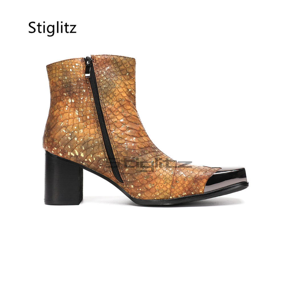 Botines de cuero genuino para  - Block Heel Ankle Boots reseña y precio