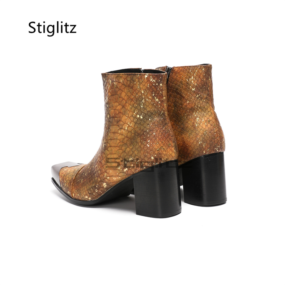 Botines de cuero genuino para  - Block Heel Ankle Boots reseña y precio