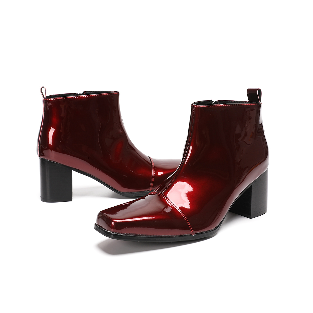 Botas de tacón alto de cuero g - Block Heel Ankle Boots reseña y precio