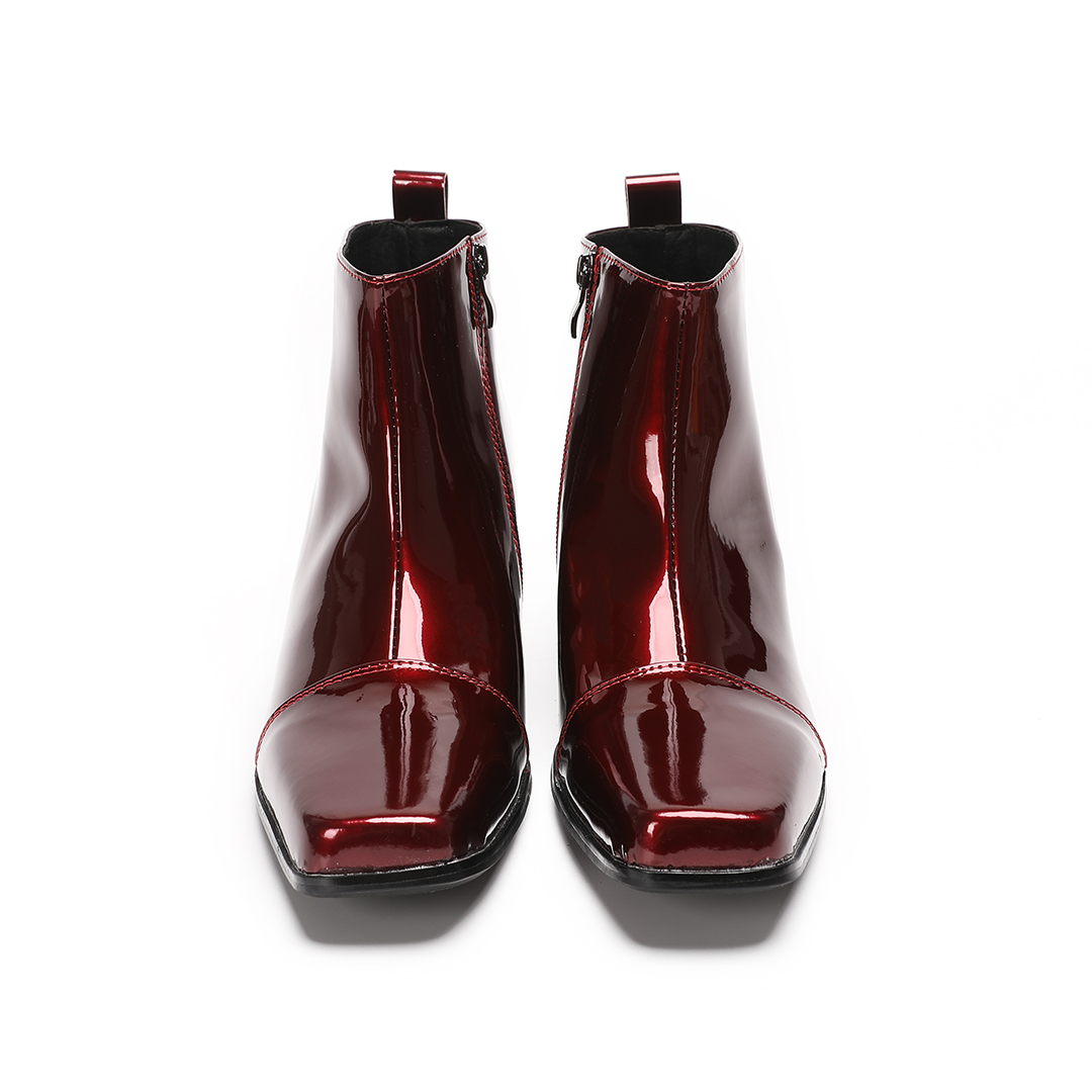 Botas de tacón alto de cuero g - Block Heel Ankle Boots reseña y precio
